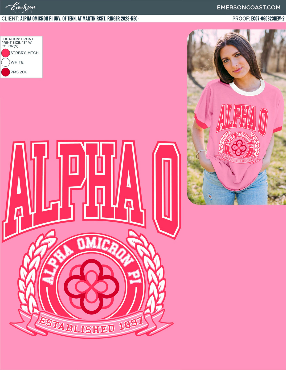 Alpha Omicron Pi Recruitment Colorblock Ringer Tee