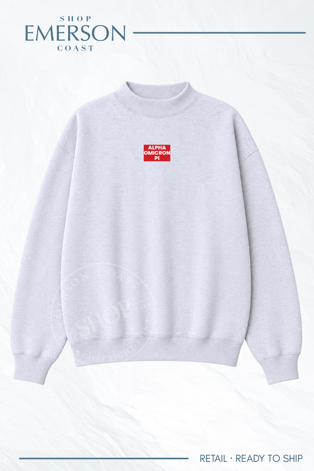 Alpha Omicron Pi Patch Ash Gray Campus Mockneck