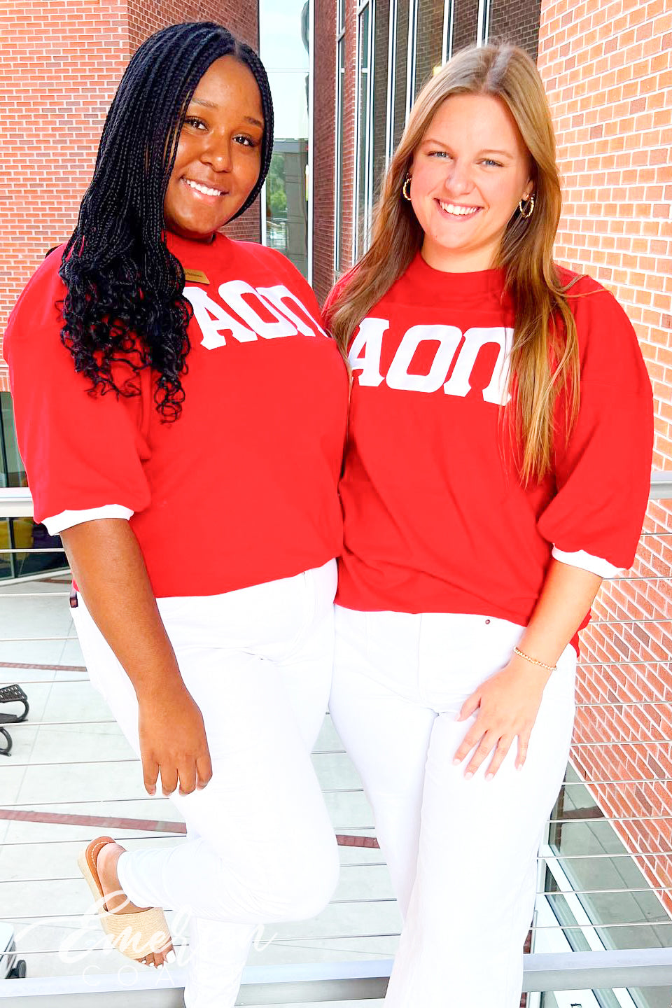 Alpha Omicron Pi Red Applique Letter Jersey