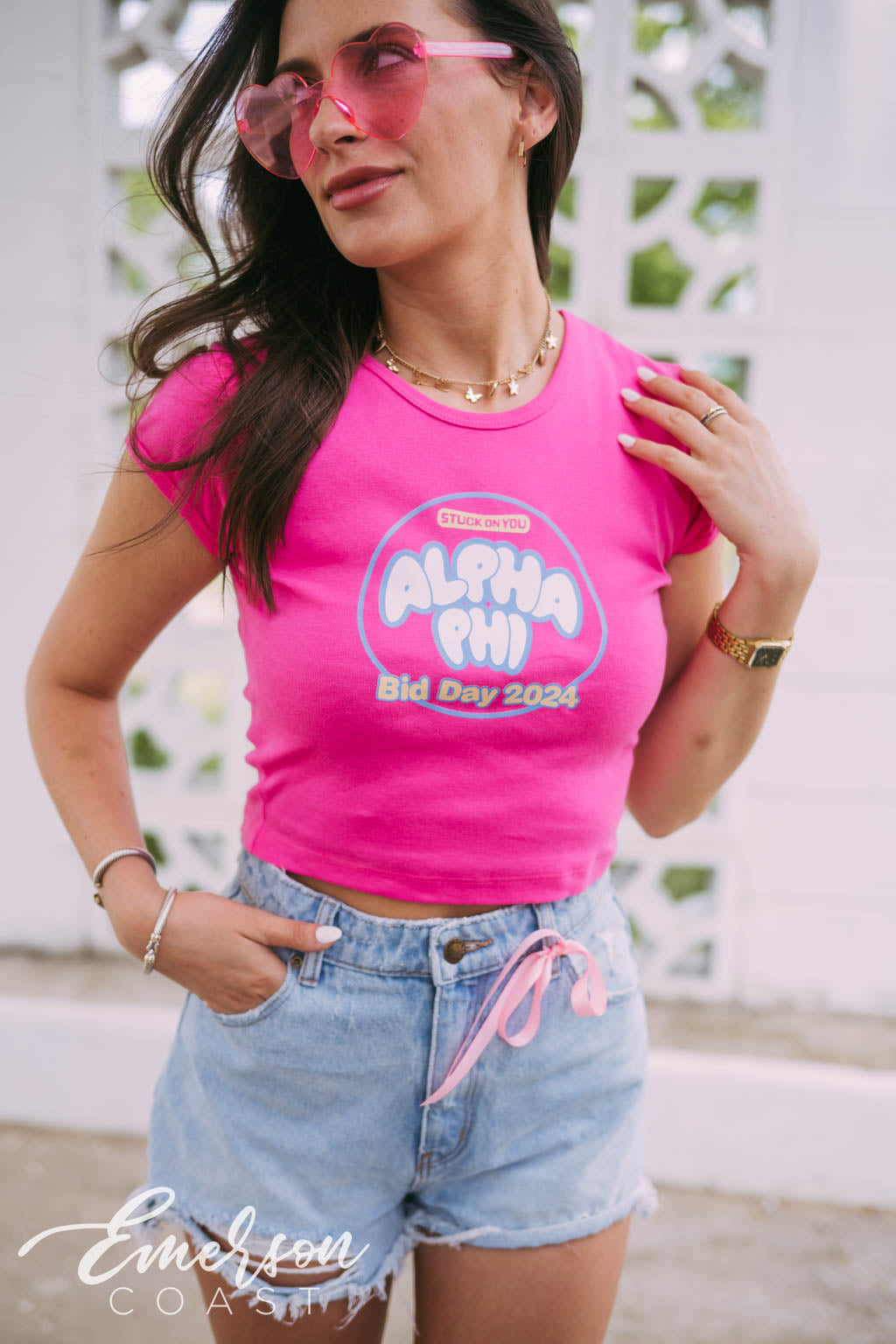Alpha Phi Stuck On You Bid Day Baby Tee