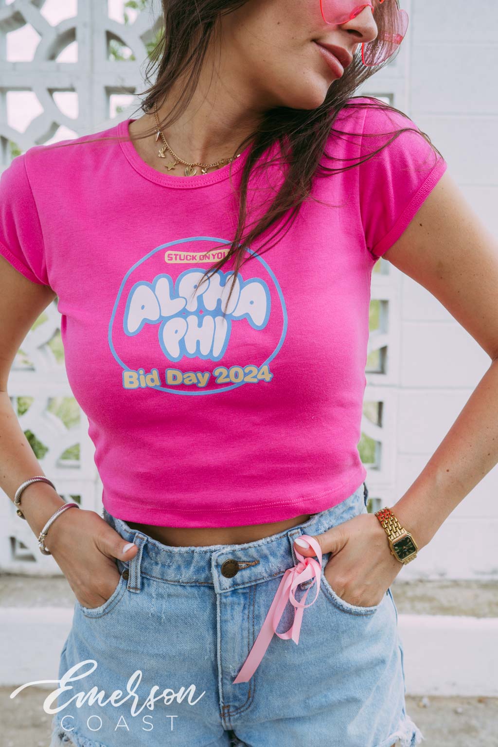 Alpha Phi Stuck On You Bid Day Baby Tee
