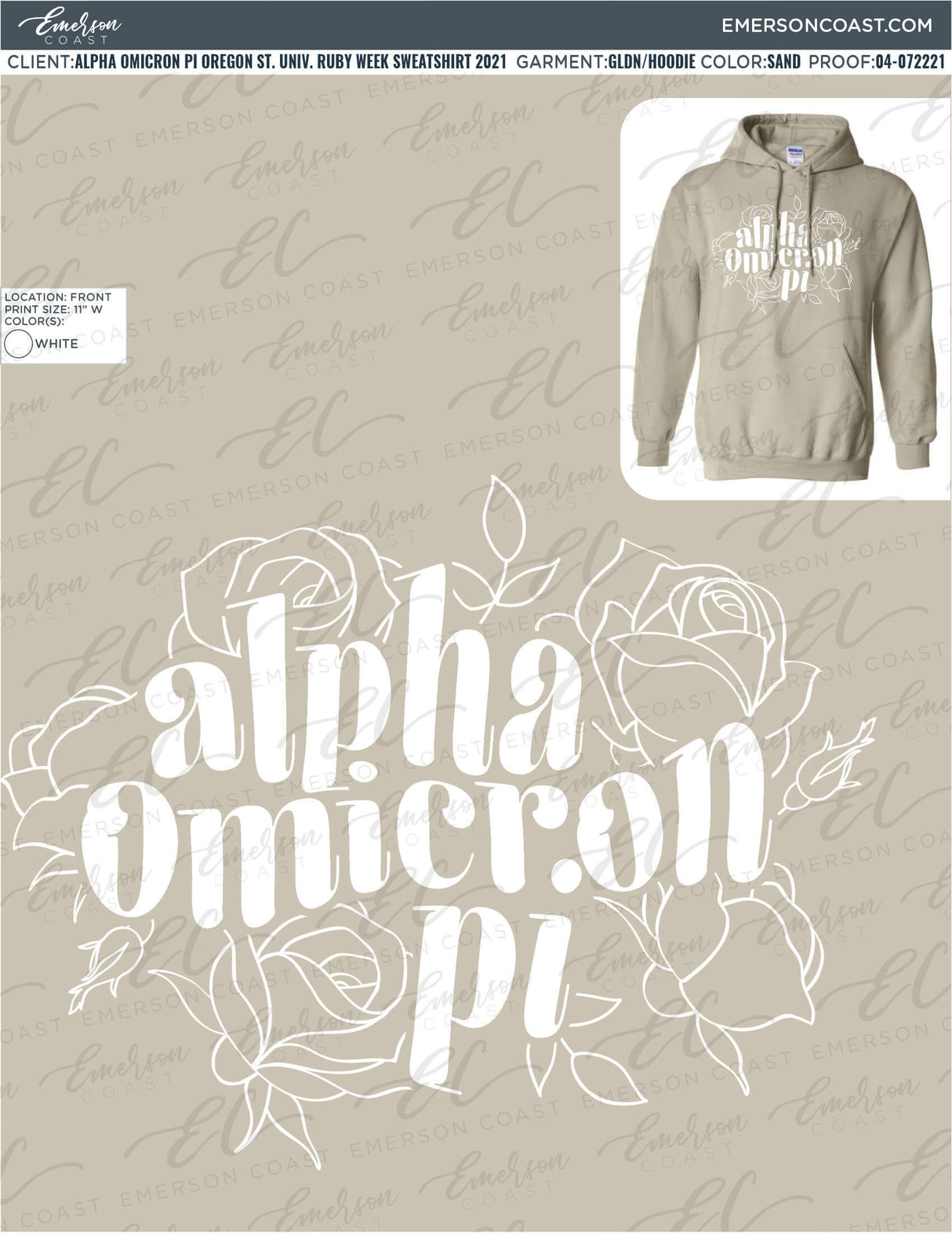 04-072221 Alpha Omicron Pi Oregon State University Ruby Week Sweatshirt 2021