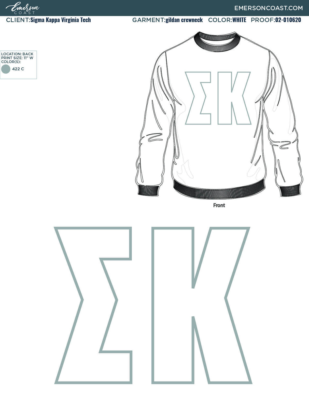 02-010620 Sigma Kappa Virginia Tech Crewneck Sweatshirt 2020-01