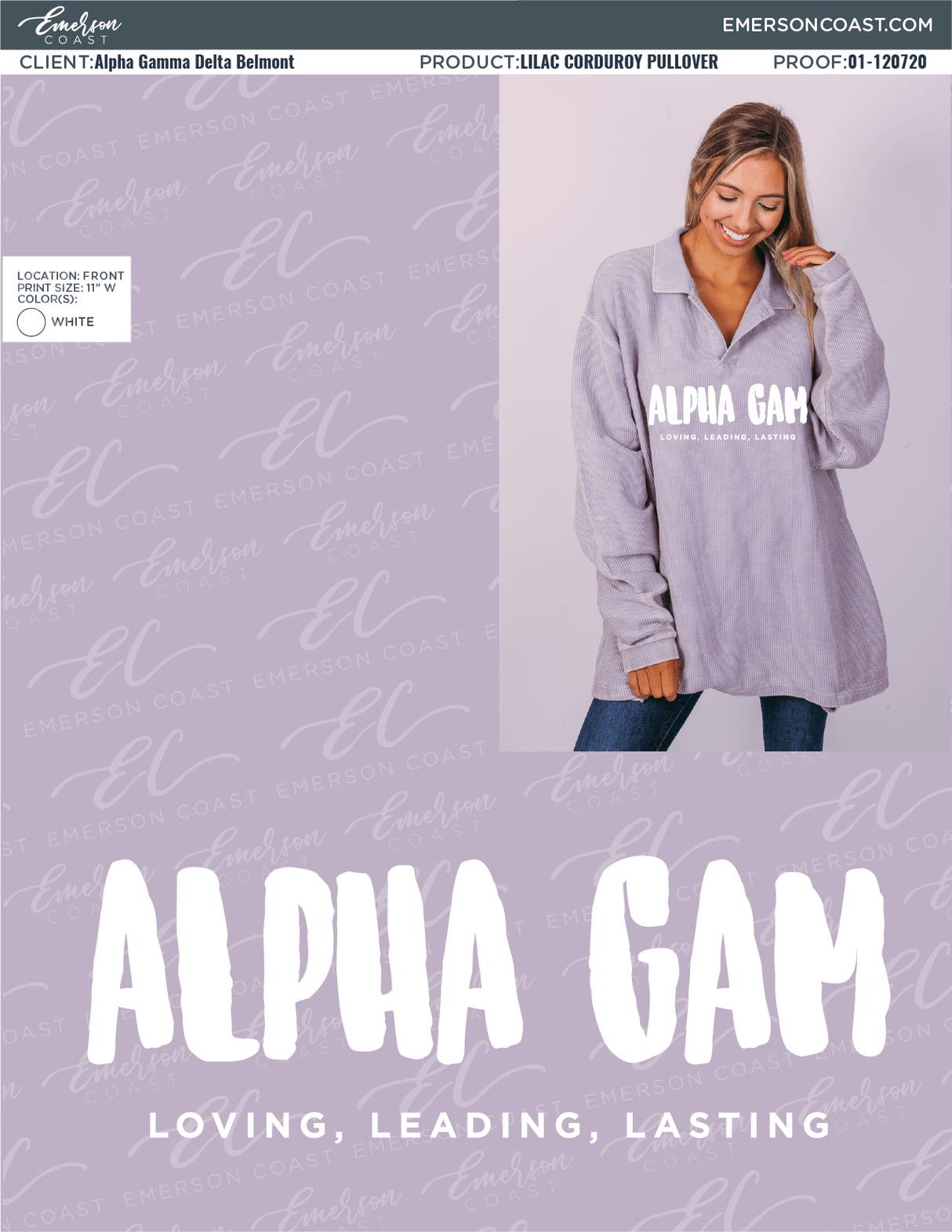 01-120720 Alpha Gamma Delta Belmont University Cord Pullover 2020-01