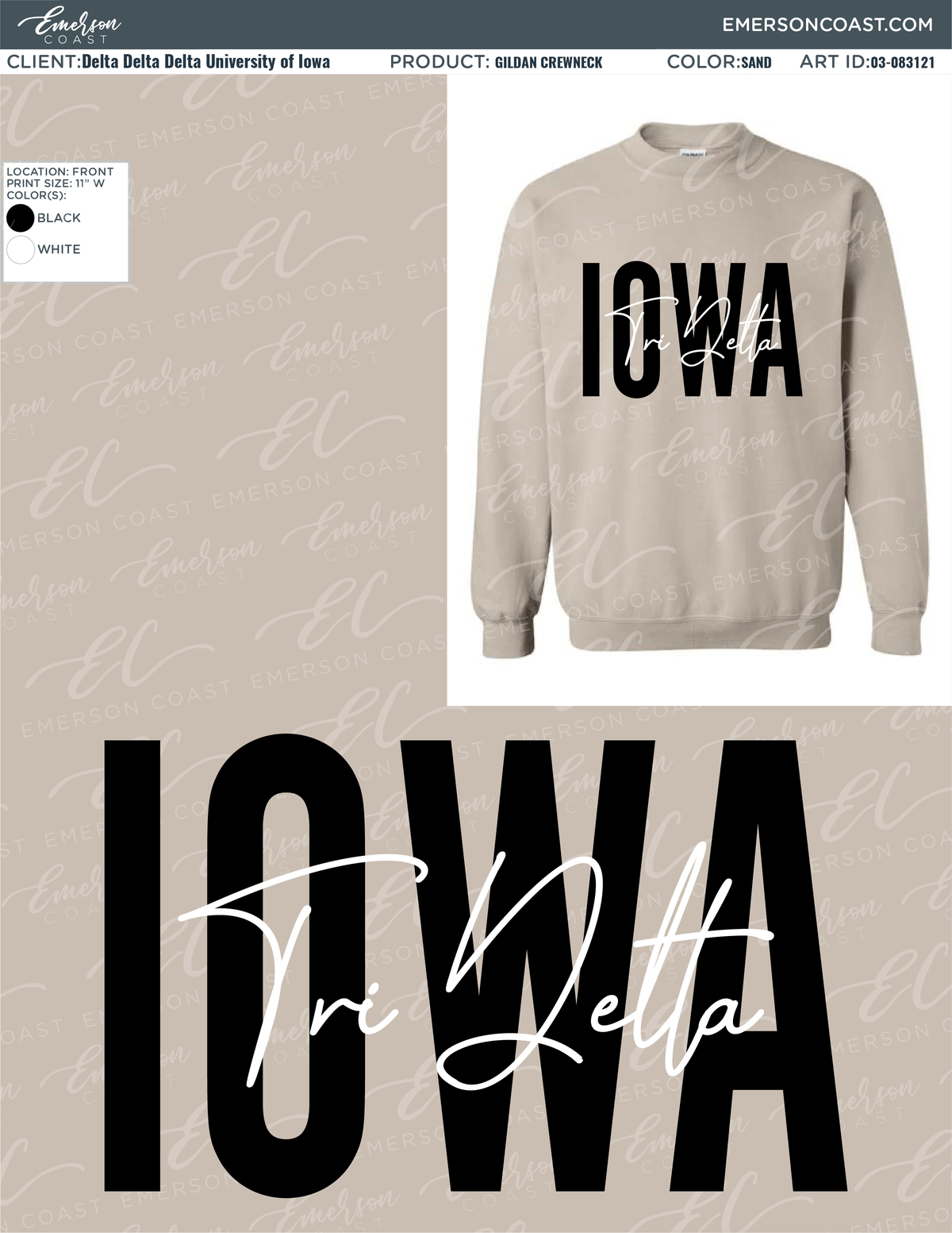 03-083121 Delta Delta Delta University of Iowa Sweatshirt 2021