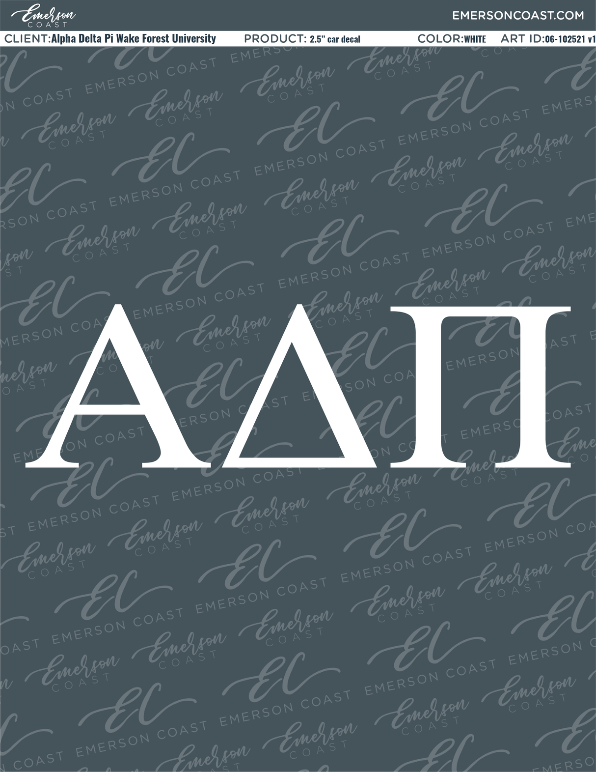 06-102521 Alpha Delta Pi Wake Forest University Car Decal 2021-01