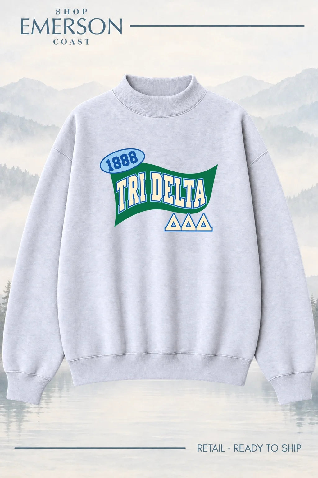 Delta Delta Delta Pennant Mockneck