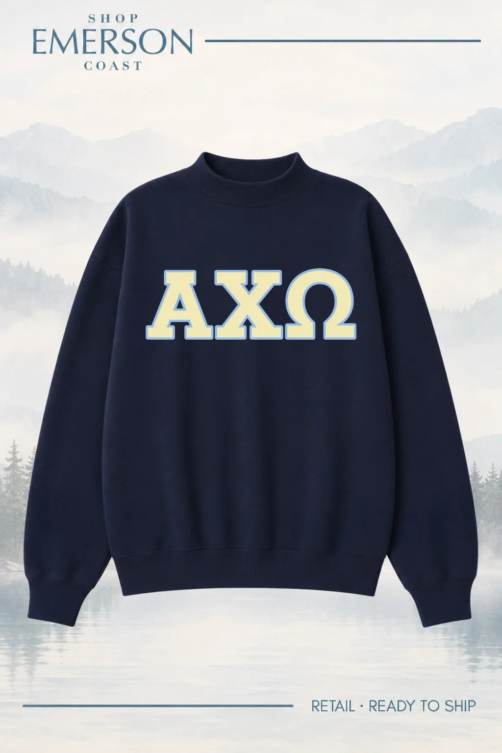 Alpha Chi Omega Navy Retreat Mockneck