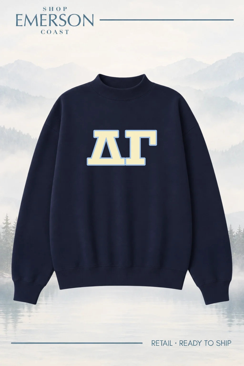 Delta Gamma Navy Retreat Mockneck