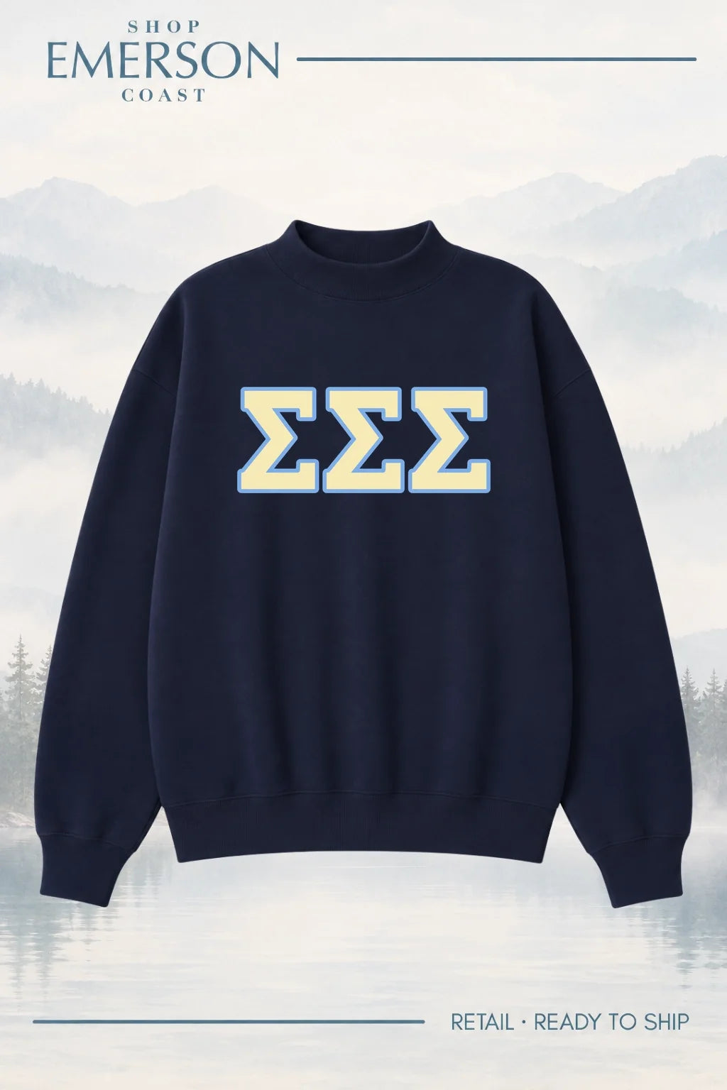 Sigma Sigma Sigma Navy Retreat Mockneck