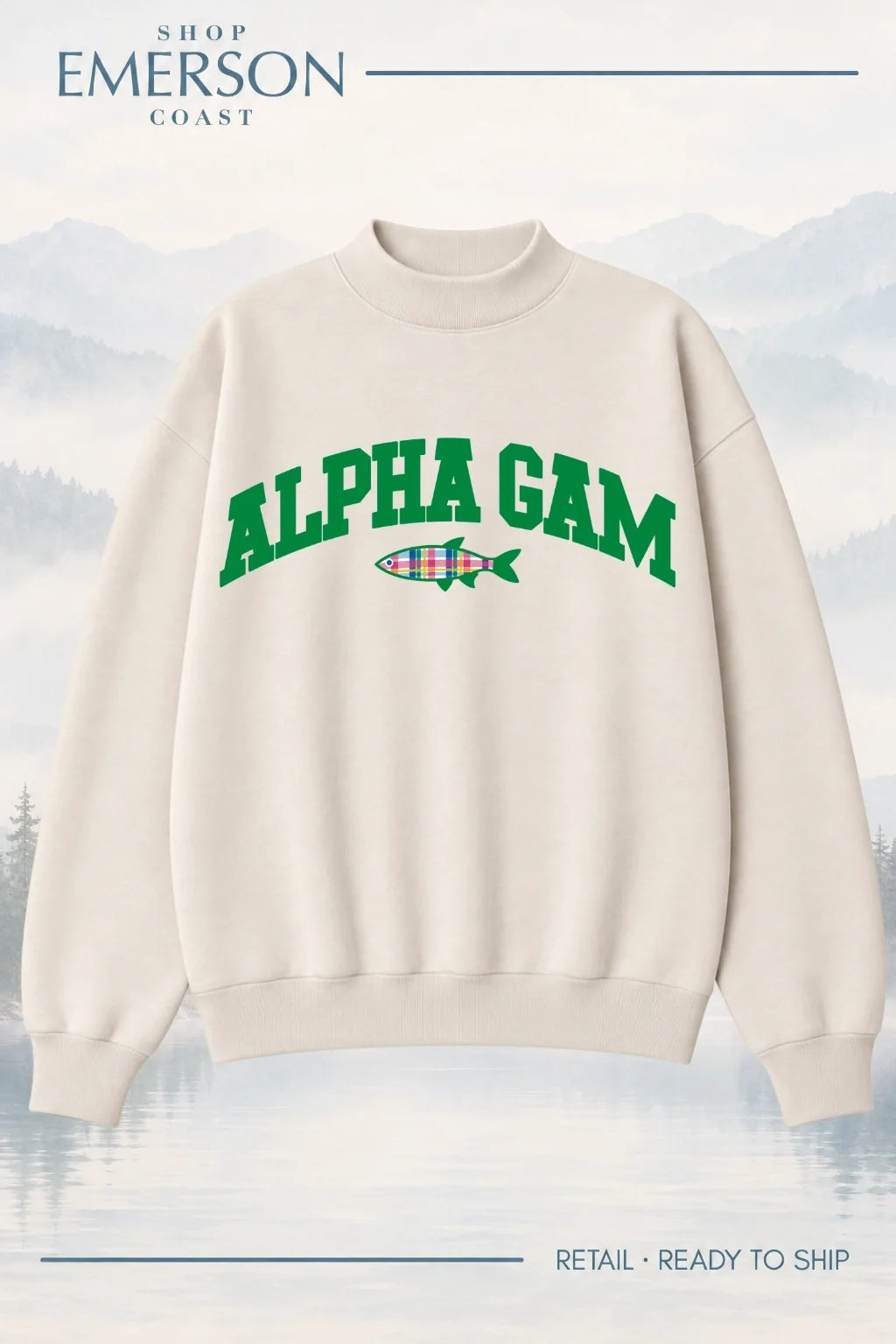 Alpha Gamma Delta Ivory Lakeside Mockneck