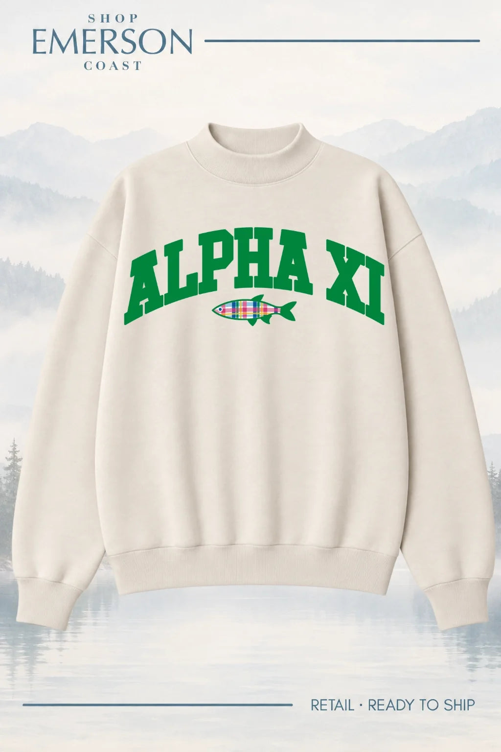 Alpha Xi Delta Ivory Lakeside Mockneck
