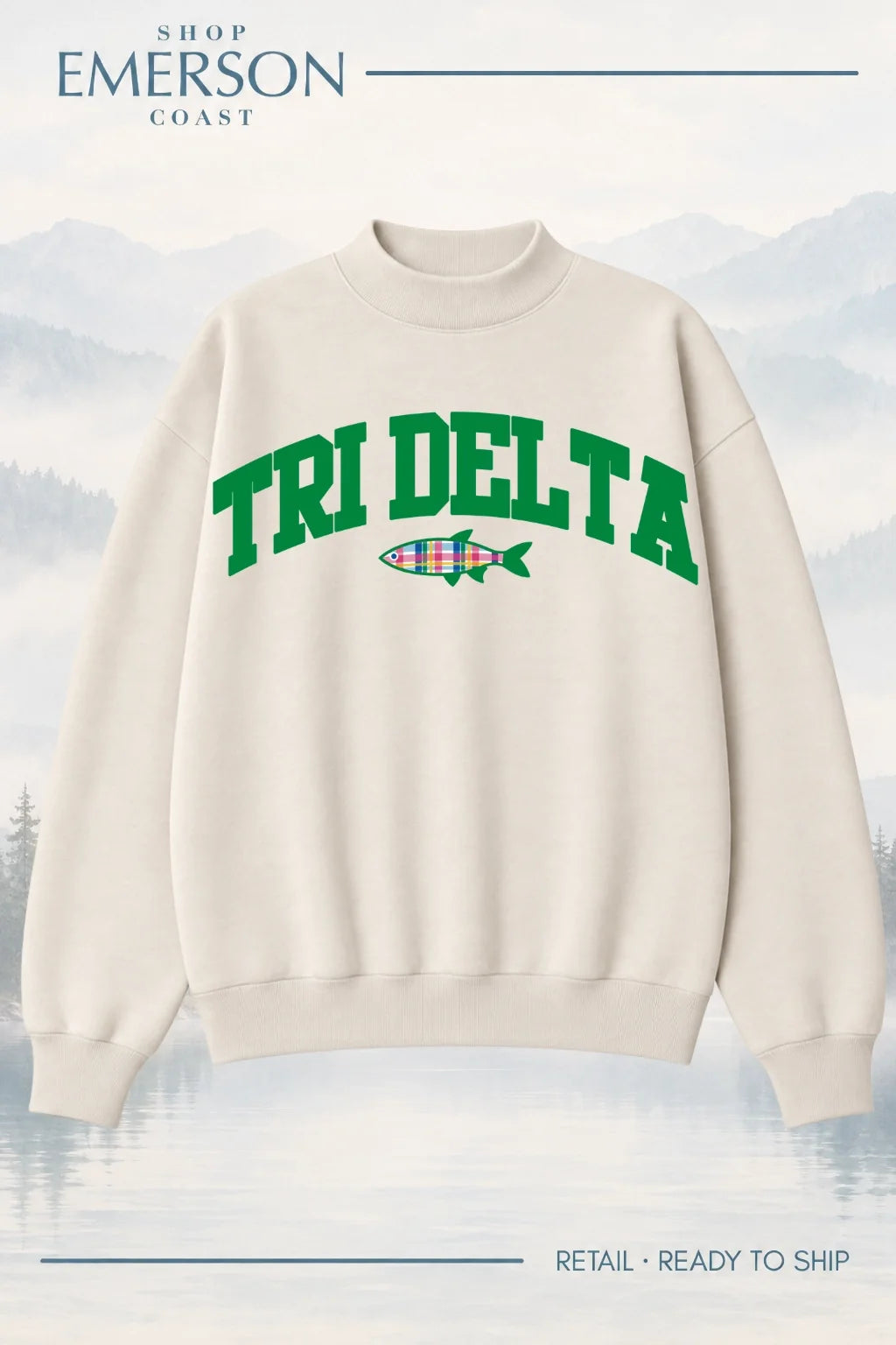 Delta Delta Delta Ivory Lakeside Mockneck