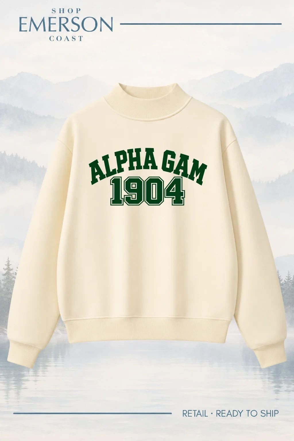 Alpha Gamma Delta Evergreen Varsity Mockneck