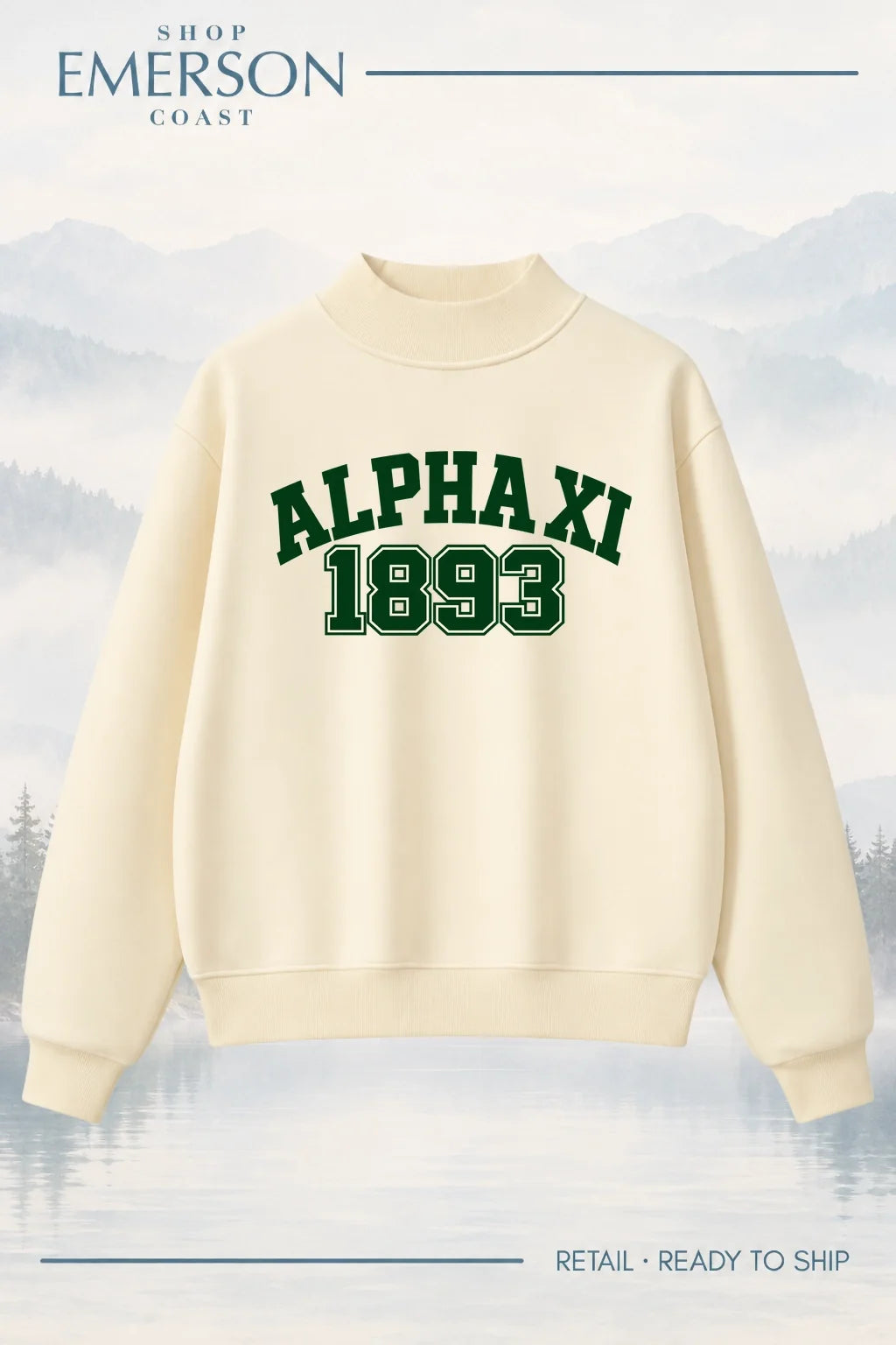 Alpha Xi Delta Evergreen Varsity Mockneck