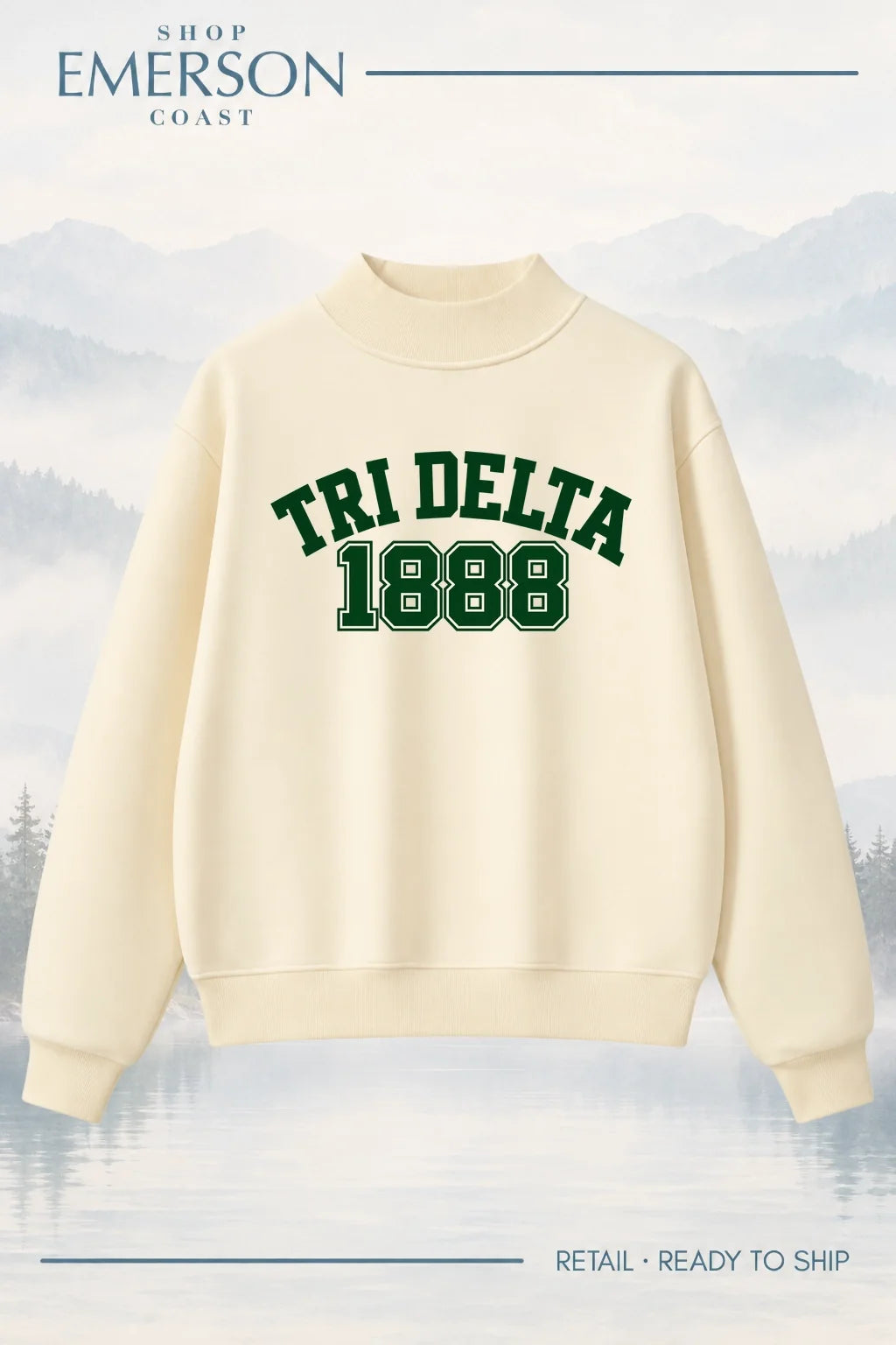 Delta Delta Delta Evergreen Varsity Mockneck