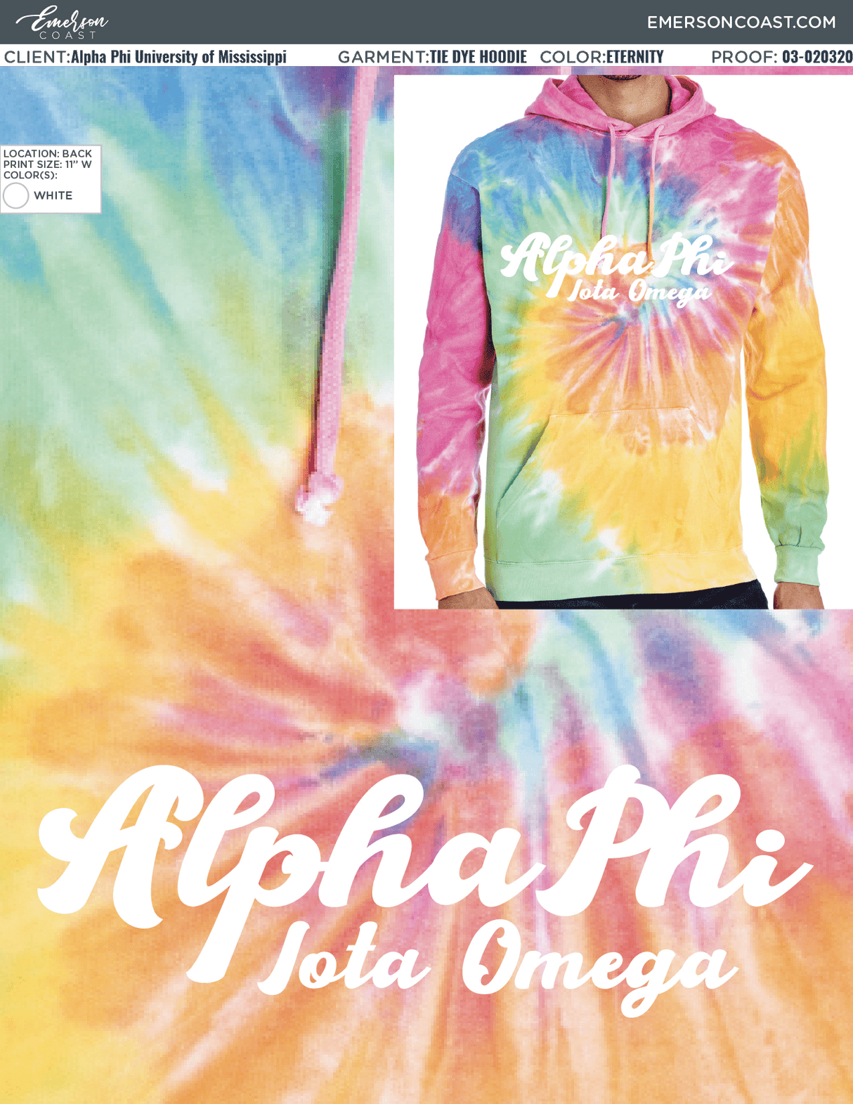 03-020320 Alpha Phi University of Mississippi Tie Dye Hoodies 2020-01