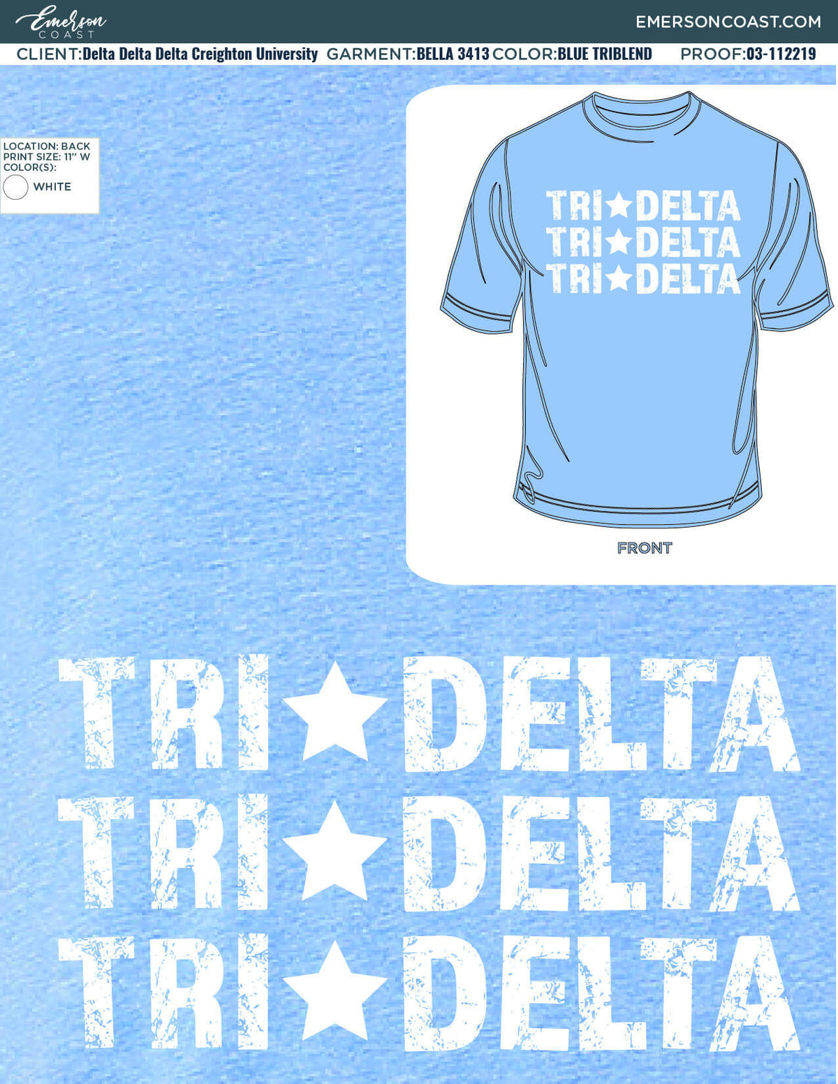 03-112219 Delta Delta Delta Creighton University Bold Short Sleeve 2019-01