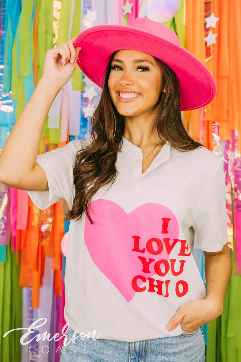 Chi Omega Heart Henley