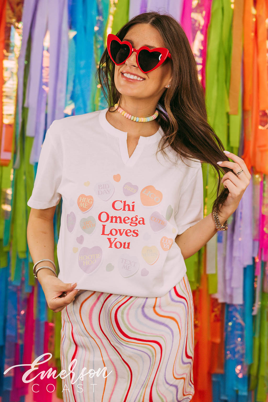 Chi Omega Loves You Bid Day Notch Tee