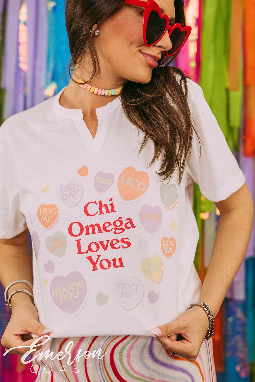 Chi Omega Loves You Bid Day Notch Tee
