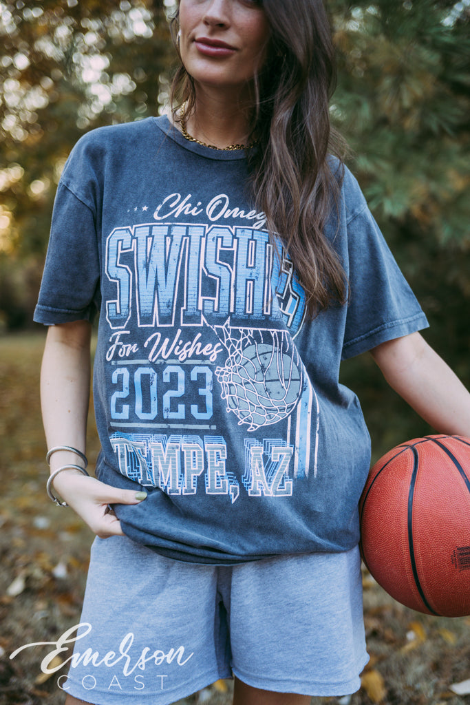 Chi Omega Swishes for Wishes Tee