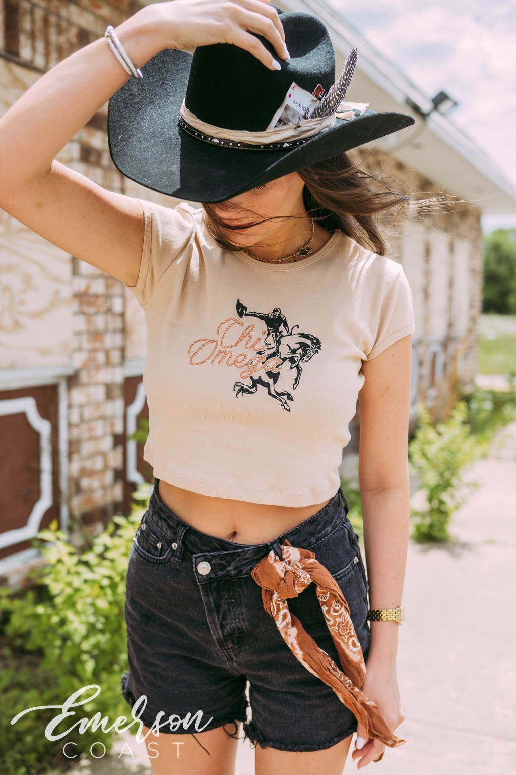 Chi O Cowgirl Bid Day Baby Tee