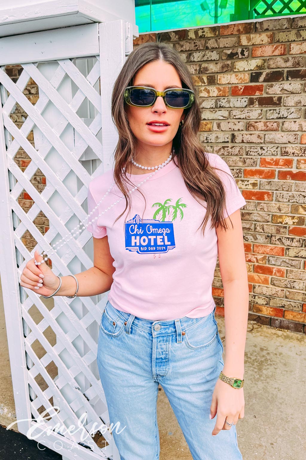 Chi Omega Hotel California Bid Day Baby Tee