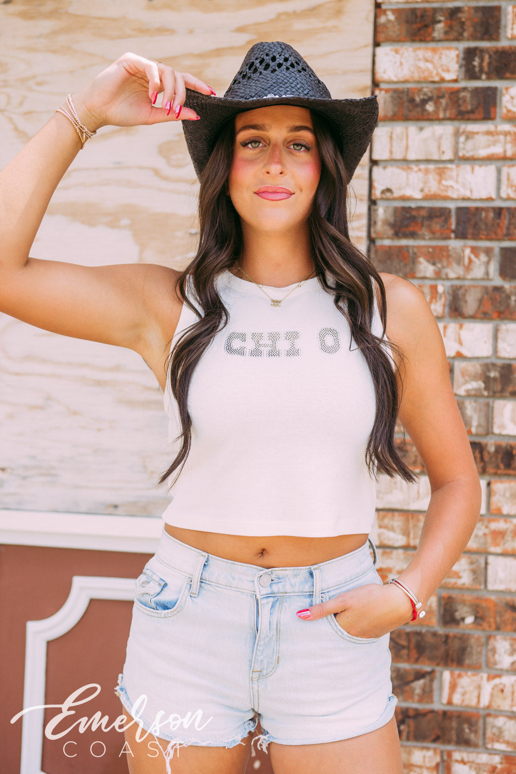 Chi O Western Rhinestone Tank