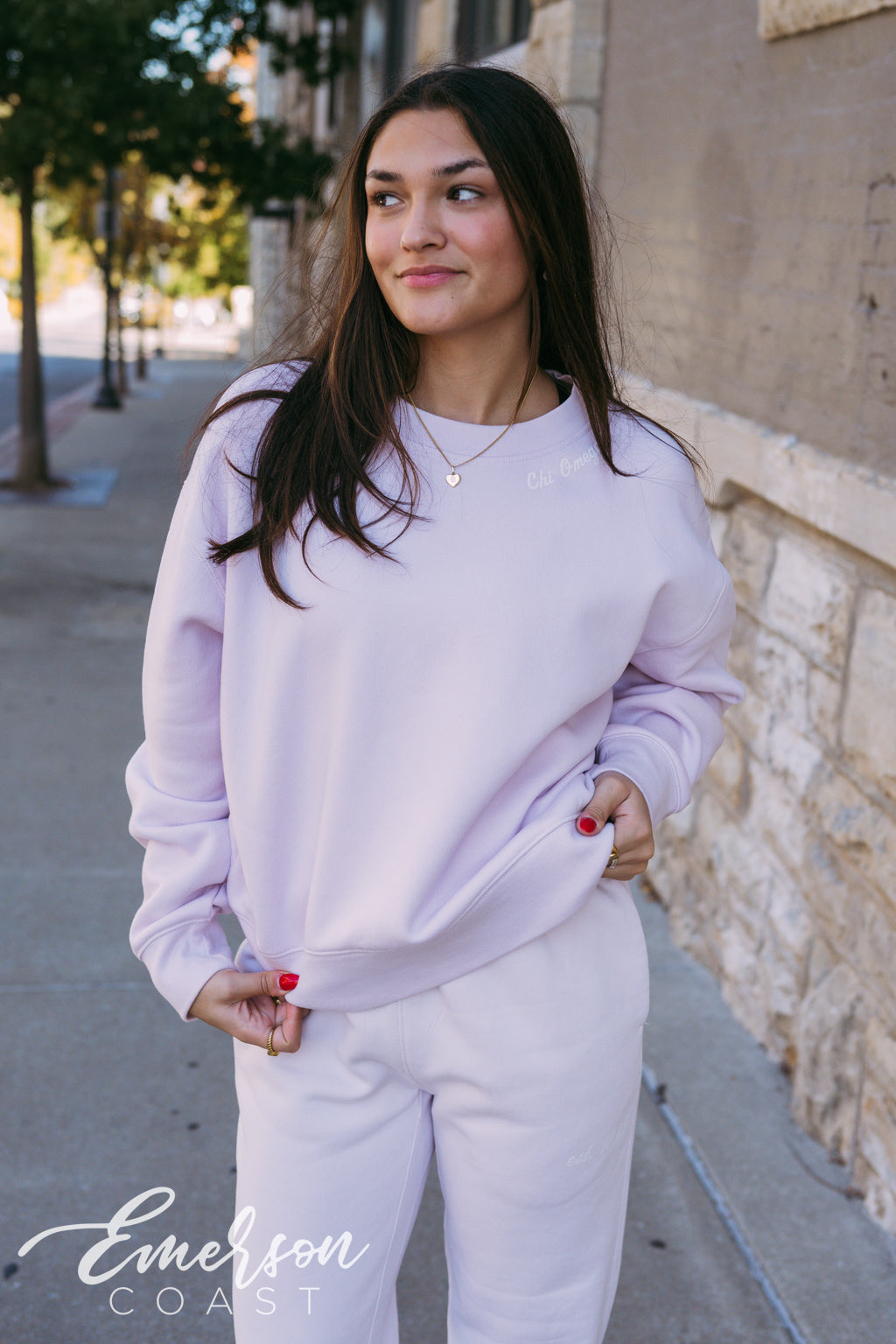 Chi Omega Orchid Crewneck and Jogger Set