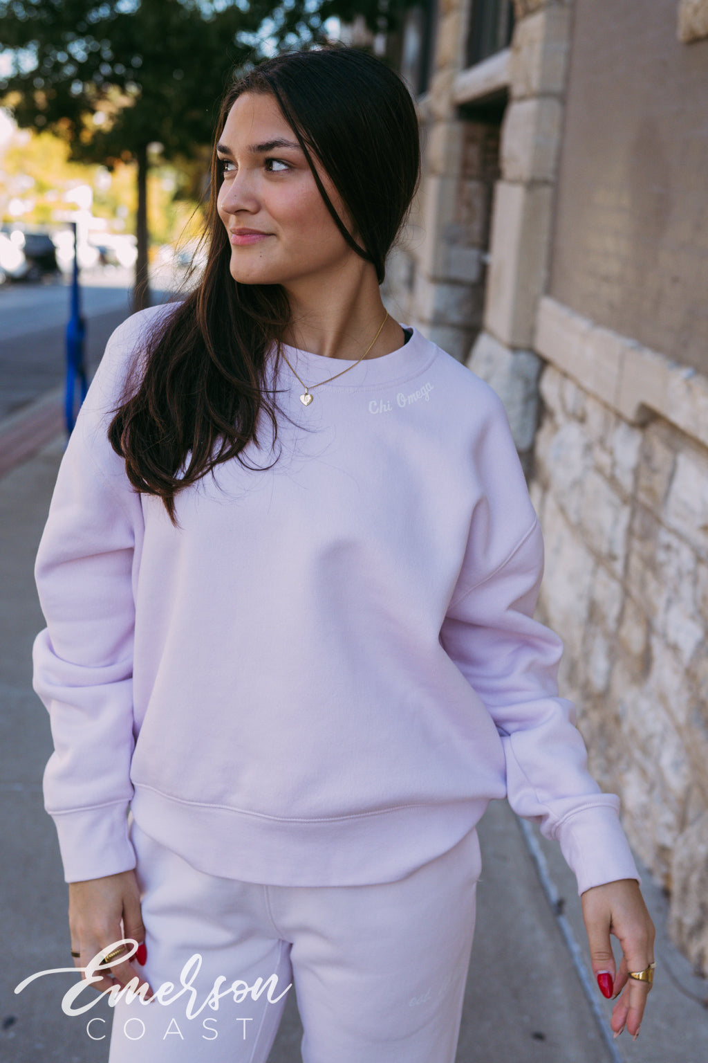 Chi Omega Orchid Crewneck and Jogger Set