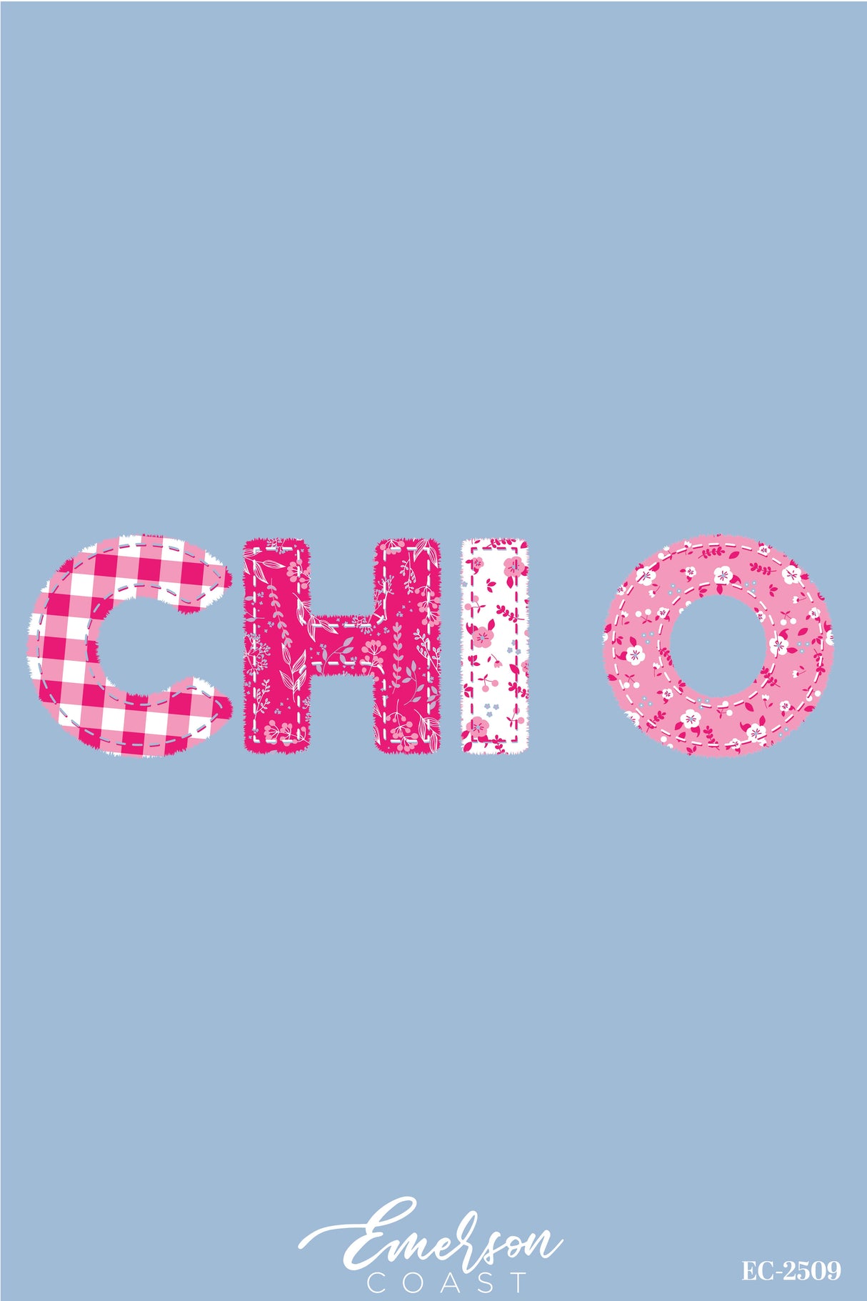 Chi O Pink Florals Patchwork Tshirt