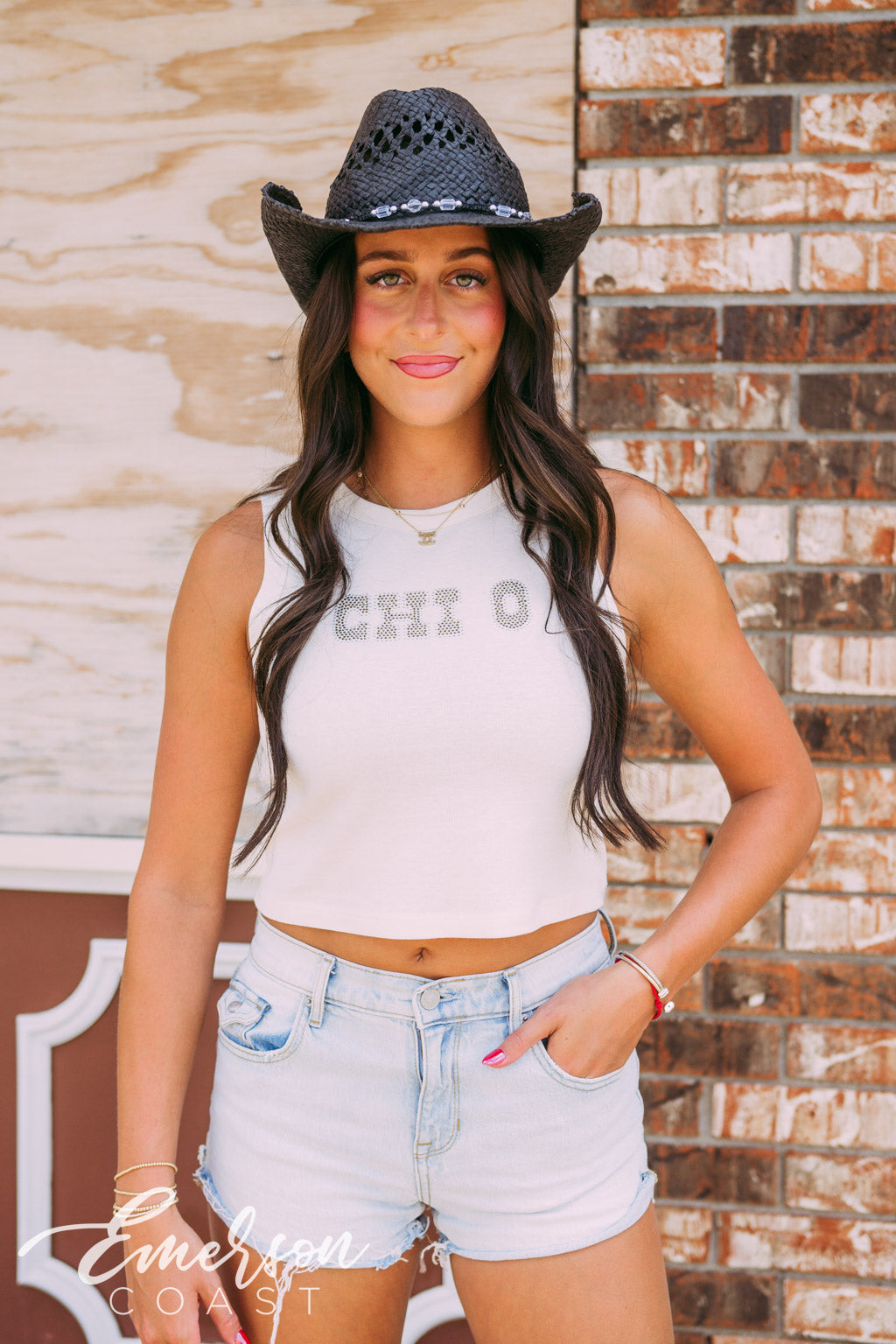 Chi O Western Rhinestone Tank