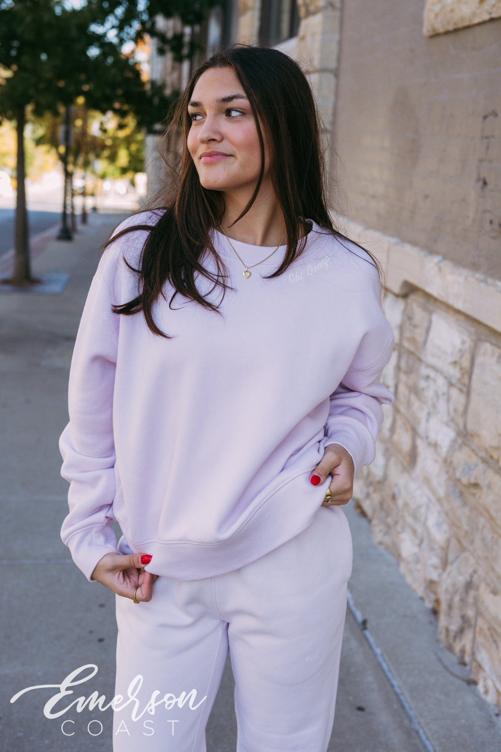 Chi Omega Orchid Crewneck and Jogger Set
