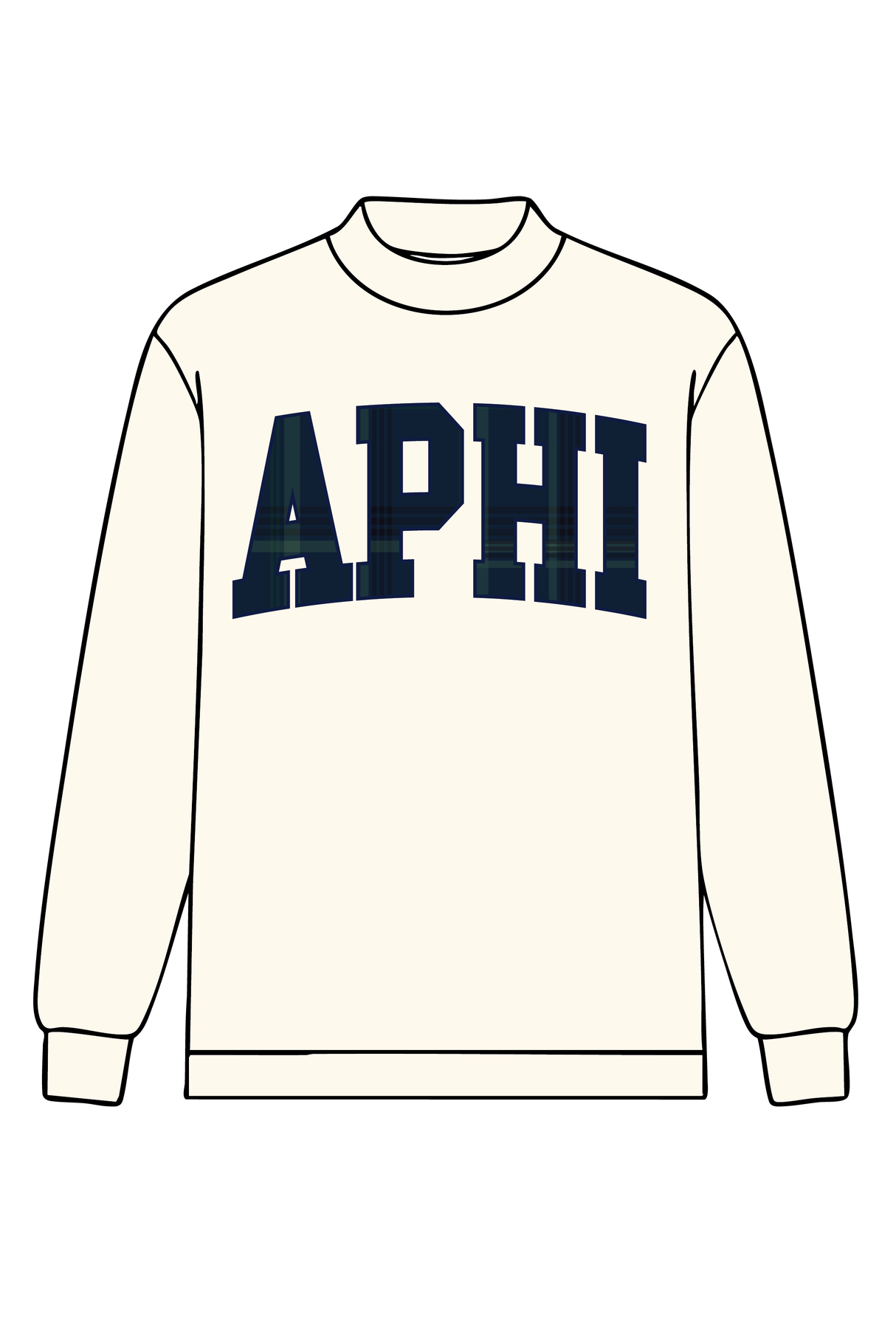 Alpha Phi Cream Plaid Mock Neck Longsleeve