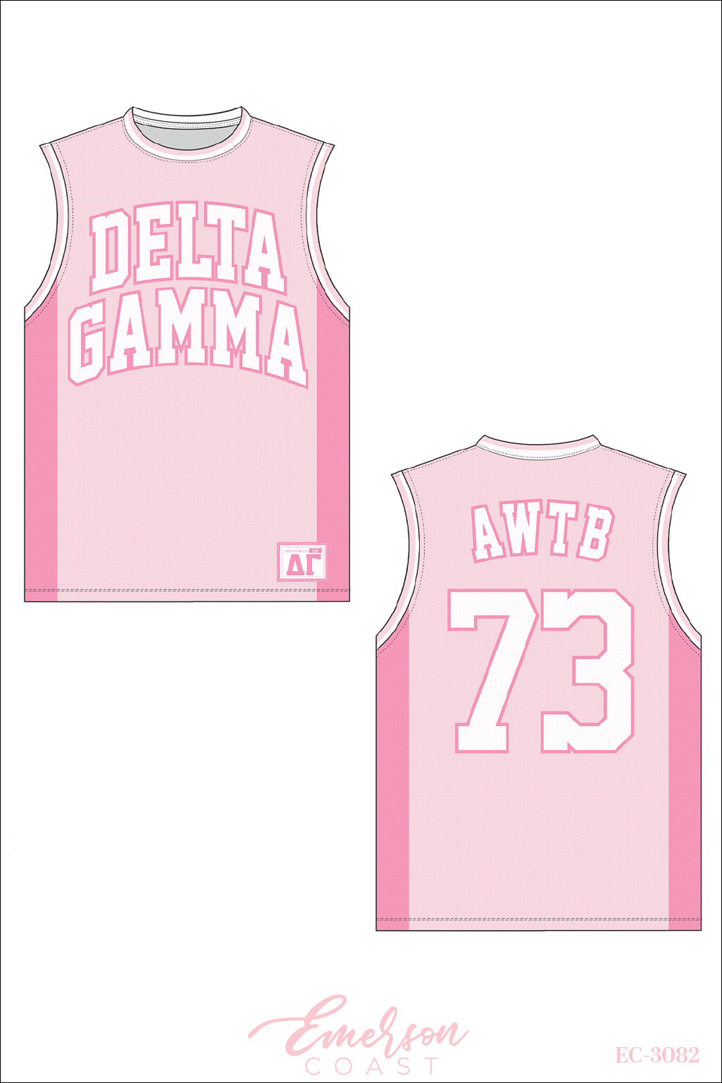 Delta Gamma Pink Sublimated Basketball Jersey