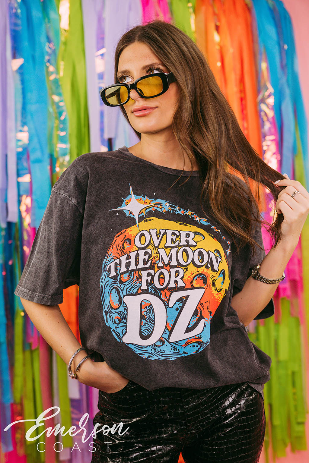 Delta Zeta Over the Moon Bid Day Mineral Wash Tee