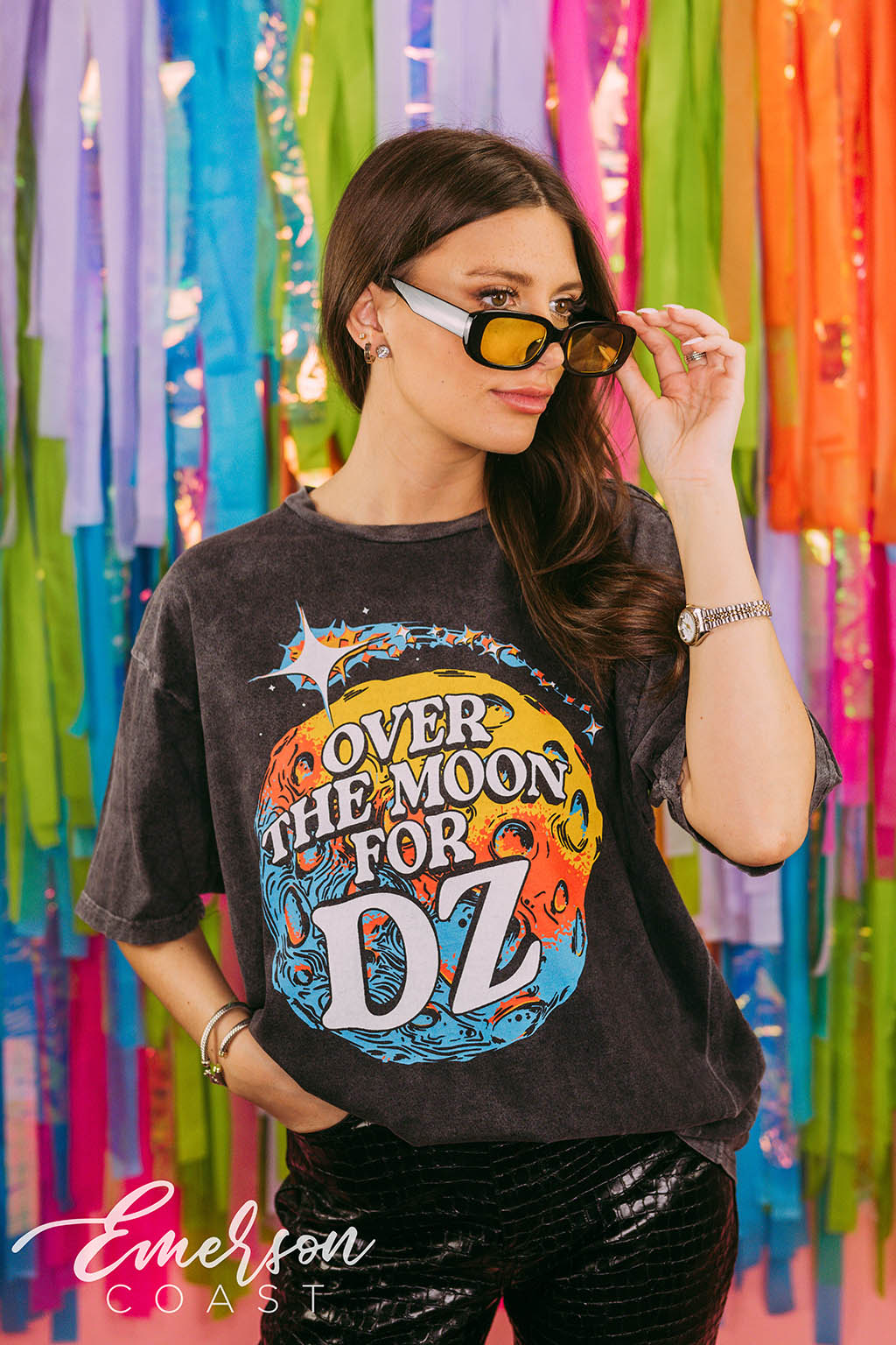 Delta Zeta Over the Moon Bid Day Mineral Wash Tee