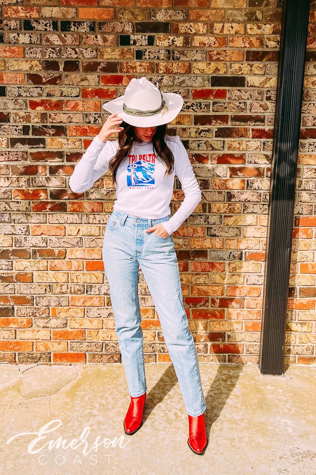 Tri Delta Apres Ski Bid Day Long Sleeve Baby Tee
