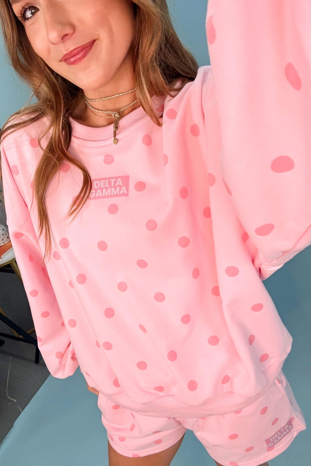 Delta Gamma Pink Polka Dot Set