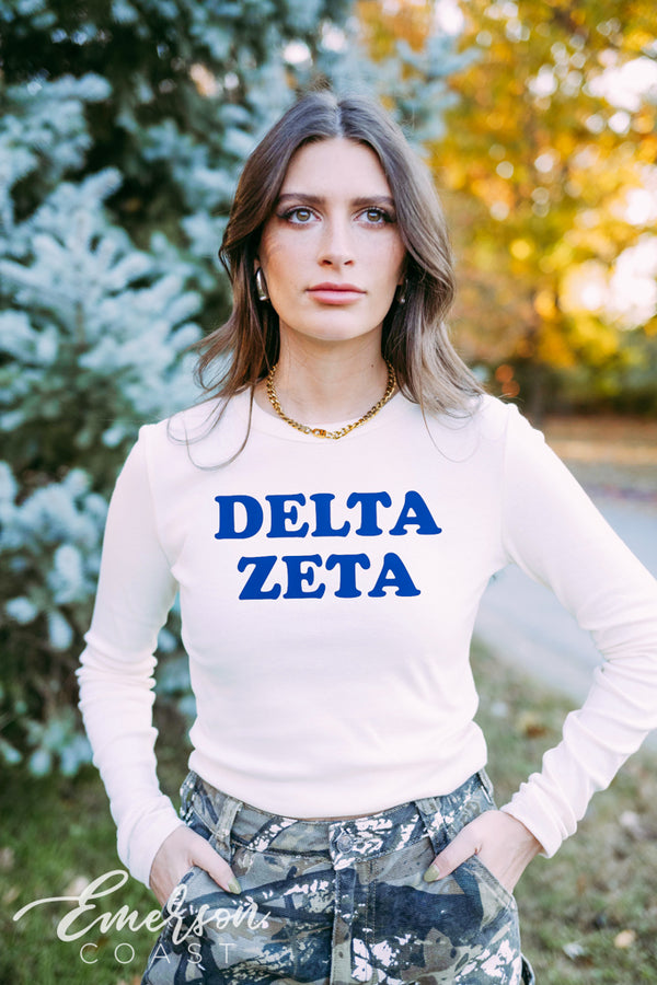 Delta Zeta Bold Crop Longsleeve Emerson Coast