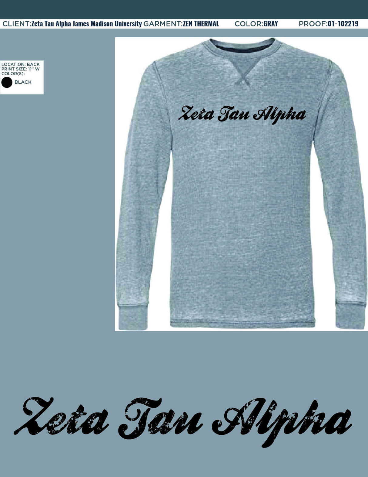 01-102219 Zeta Tau Alpha James Madison University Soft Wash Thermal 2019-01