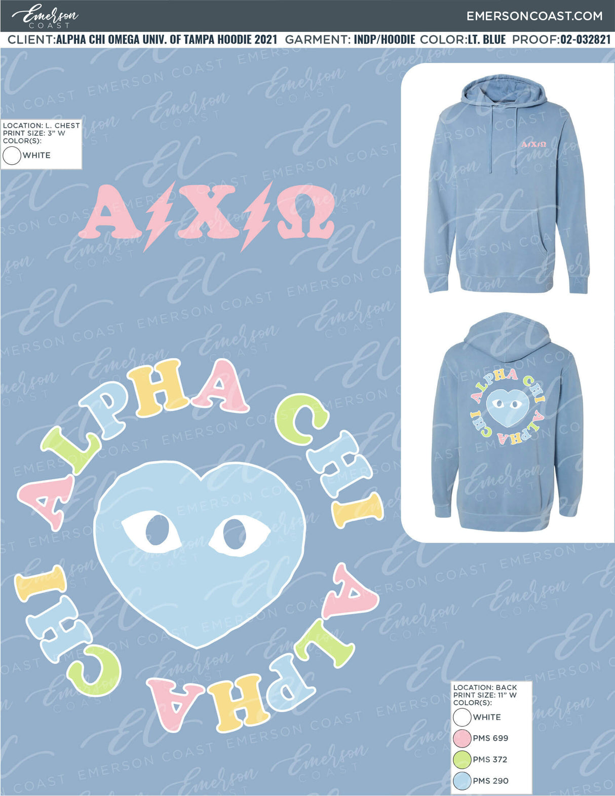 02-032821 Alpha Chi Omega University of Tampa Hoodie 2021