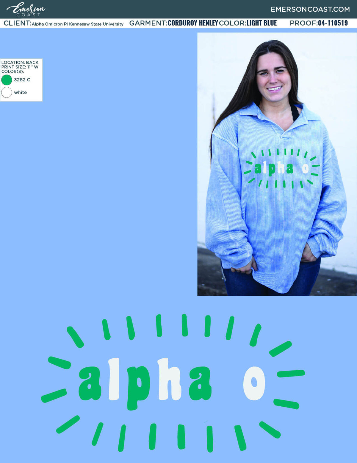 04-110519 Alpha Omicron Pi Kennesaw State University Corduroy Henley CLASSIC 2019-01