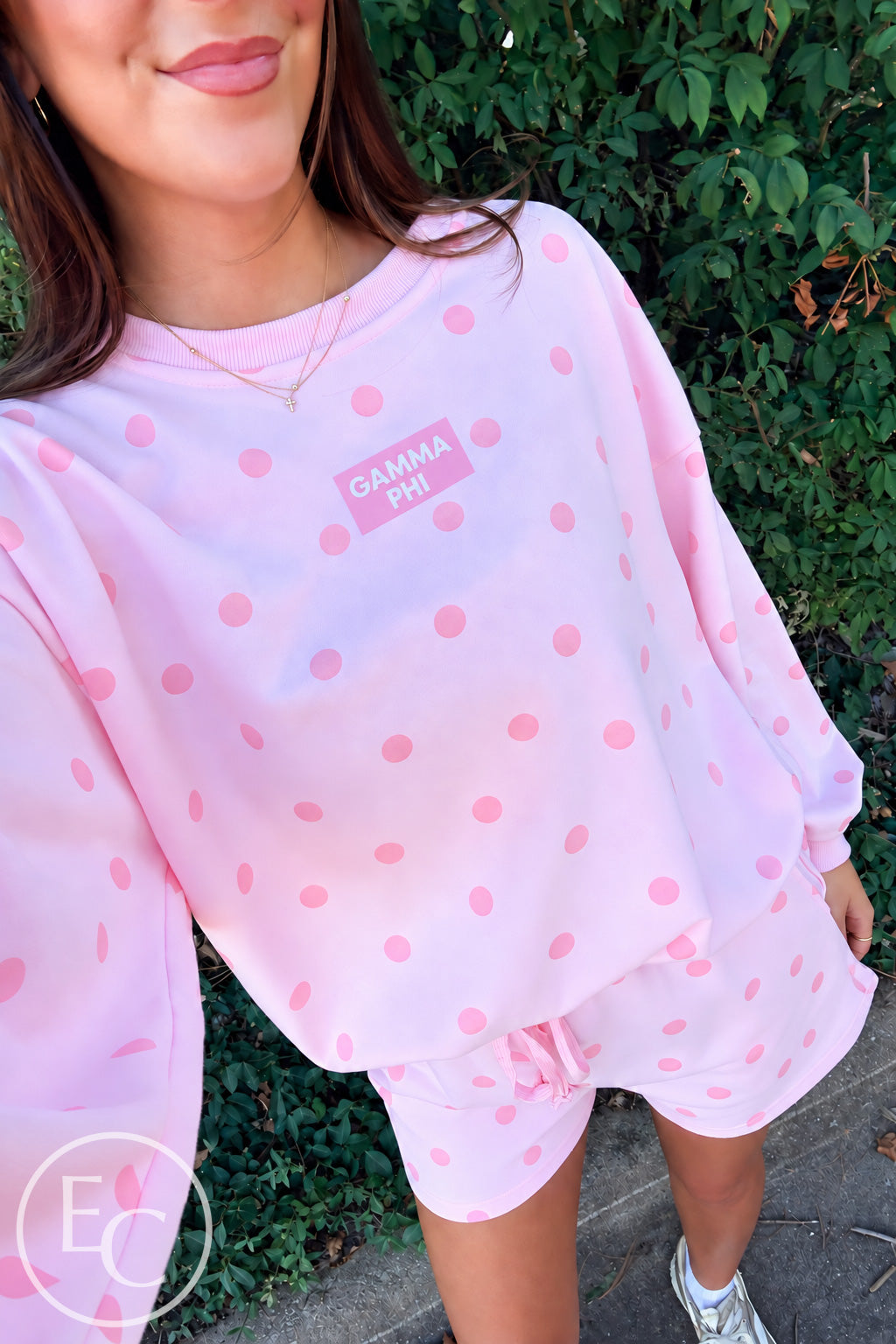 Gamma Phi Pink Polka Dot Patch Set