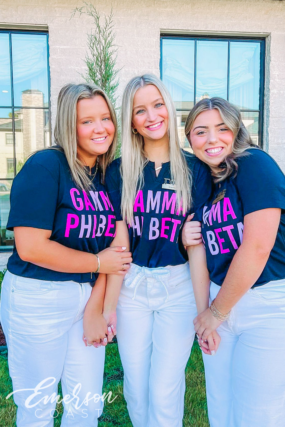 Gamma Phi Beta Sisterhood Round Black Notch Tee