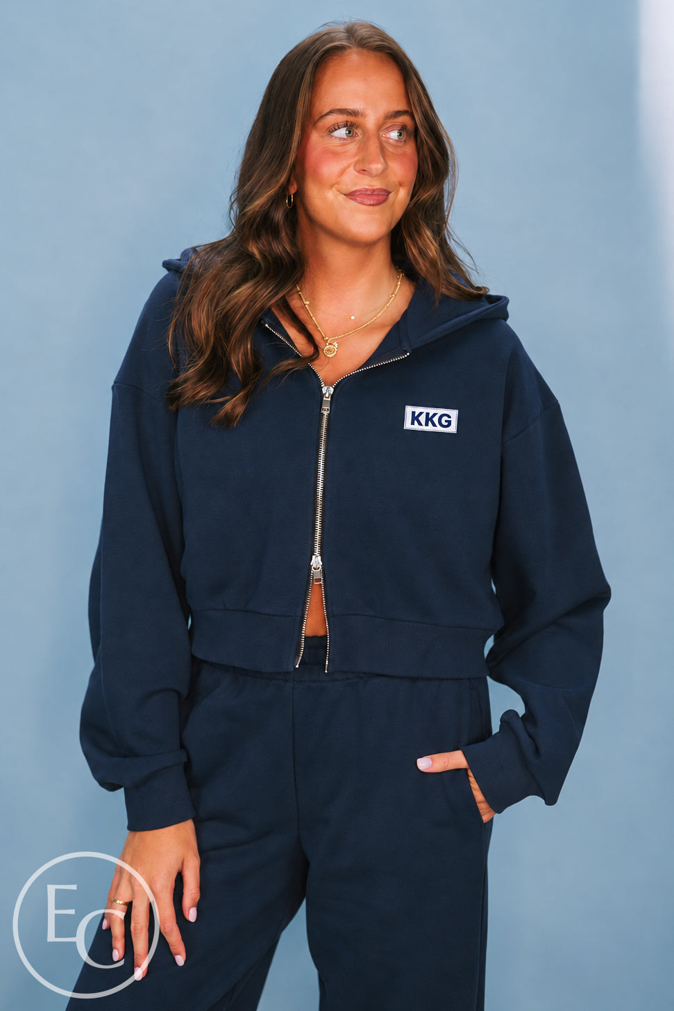 Kappa Kappa Gamma Patch Double Zip Up Hoodie