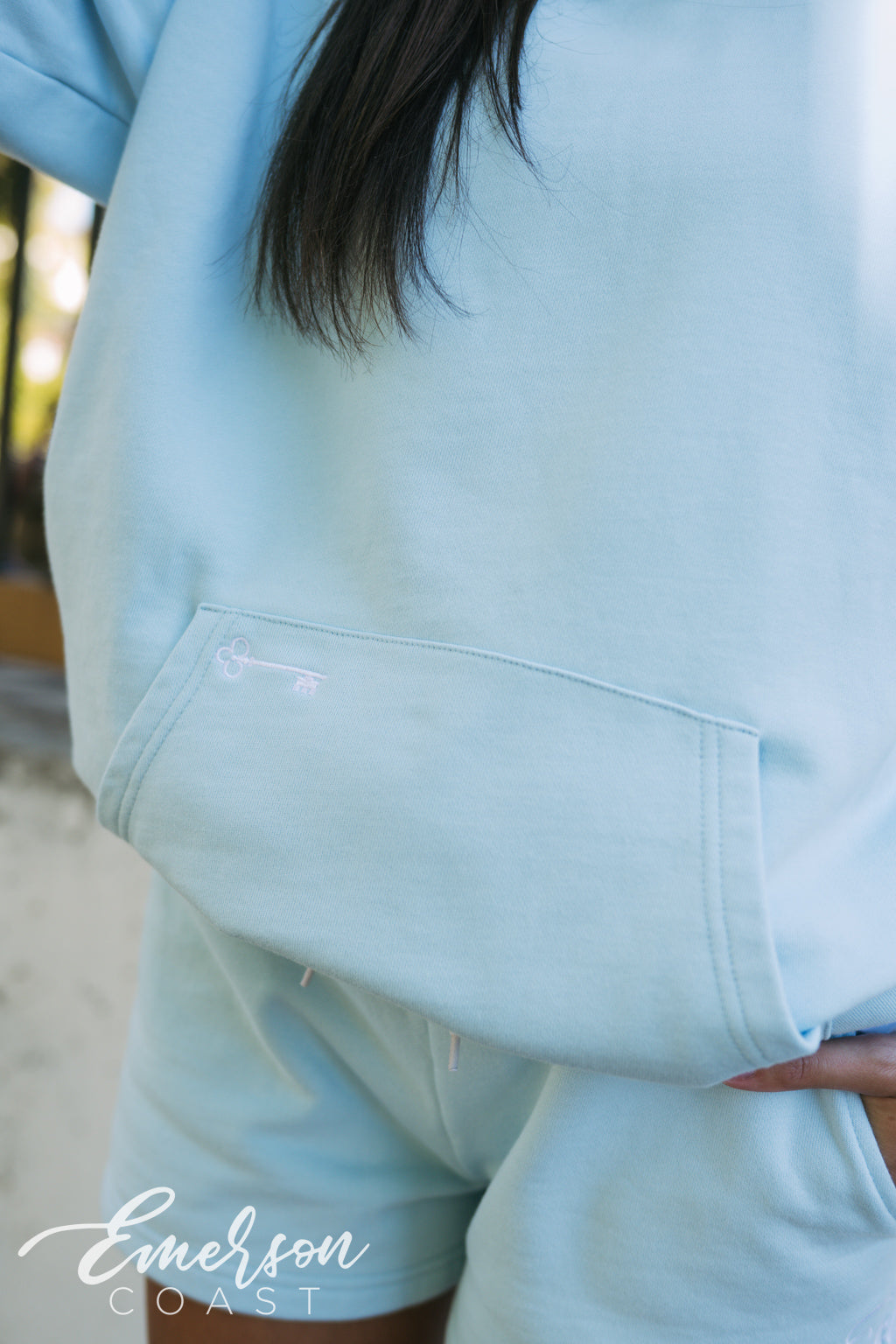 Kappa Light Blue Minimalist Embroidered Hoodie Set