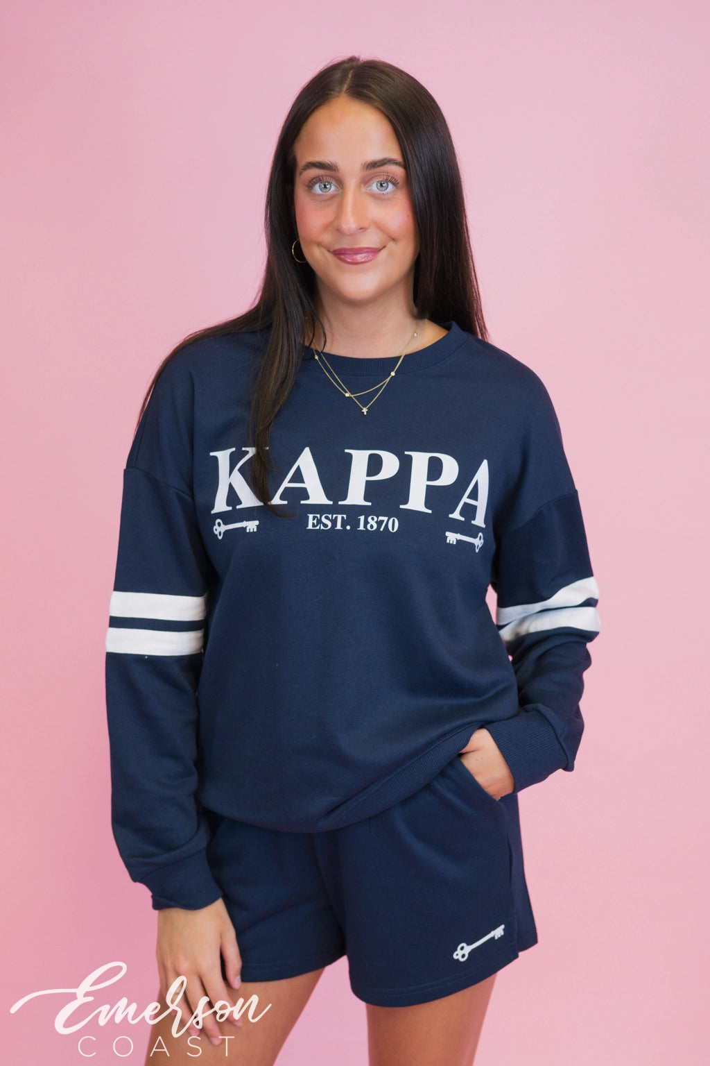 Kappa French Terry Stripe Crewneck and Short Set
