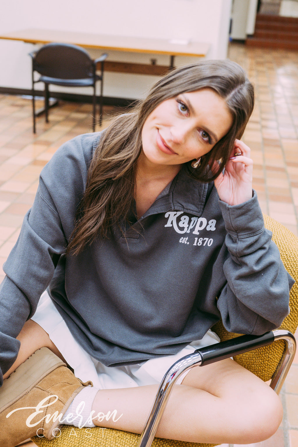 Kappa Cozy Charcoal Collared Crew